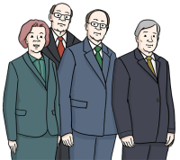 Zeichnung: Eine Gruppe von Chefs.